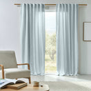 Rideau sur mesure en lin doublure coton bleu glacier