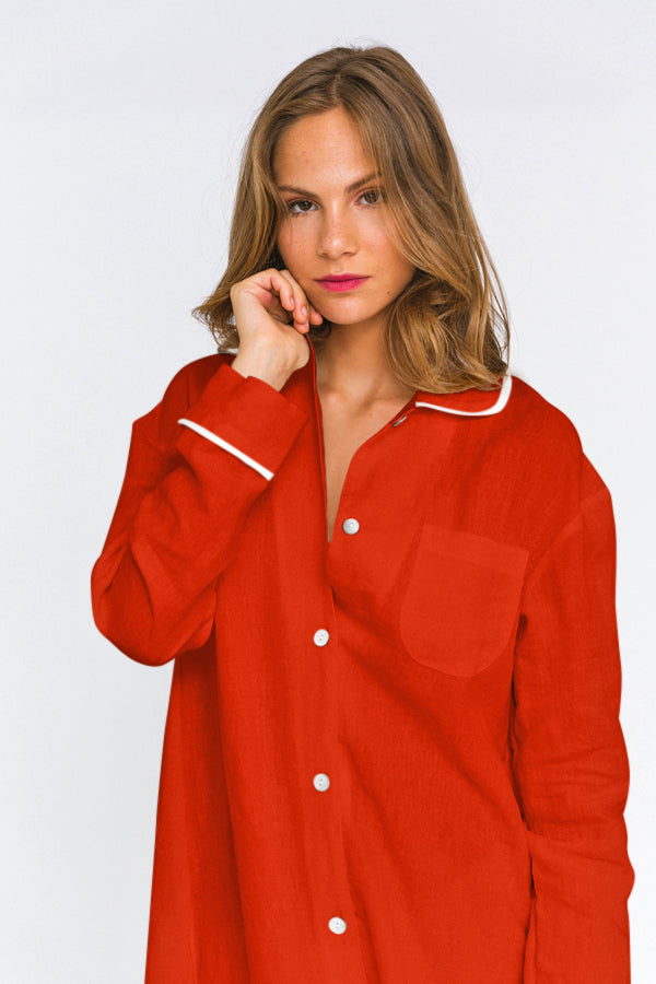 Chemise De Nuit Femme En Coton 95% - Manches Longues, Col Rond, Poches - Confortable Pour L'automne/hiver - Noir, Bleu, Violet