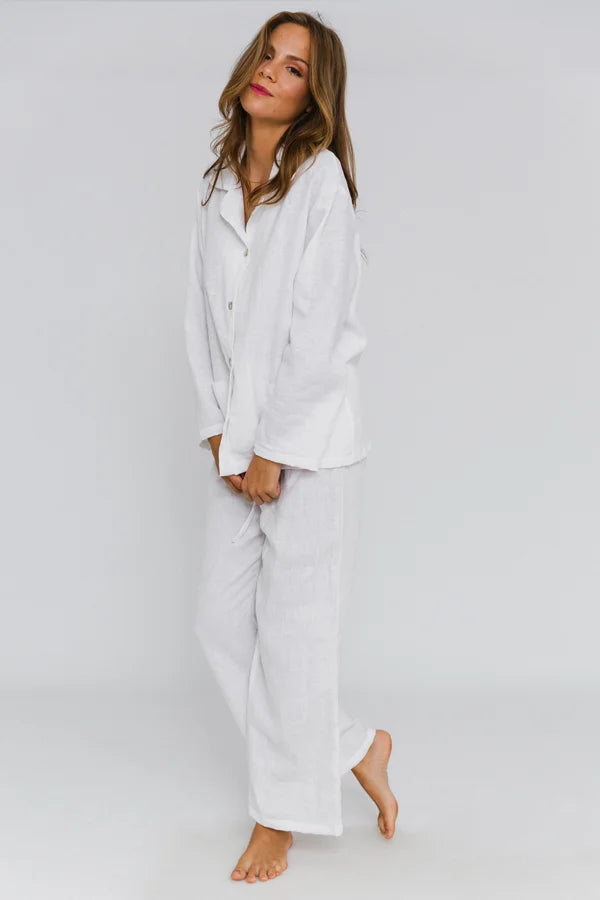 Pyjama femme en lin lavé « Malú » Blanc 4 