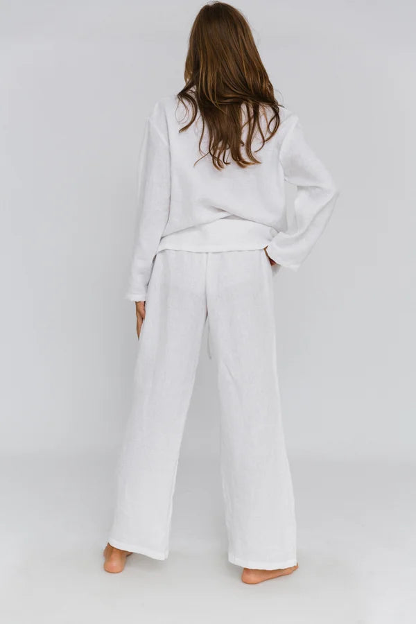 Pyjama en lin lavé Blanc 3 