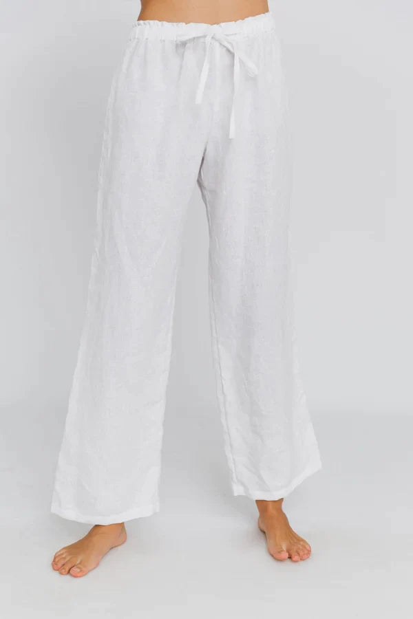 Pantalon de pyjama en lin lavé « Malú » Blanc Optique 10 