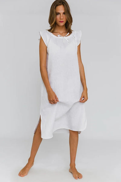 Robe de nuit « Rosa » en lin Blanc 11 #colour_blanc-optique