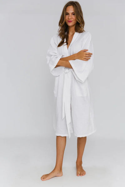 Peignoir long en lin style Kimono « Laís » Blanc 1 #colour_blanc-optique