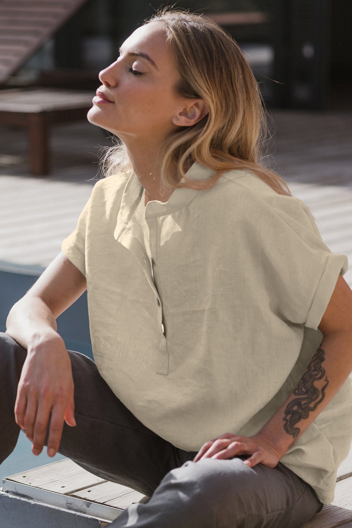 Chemisier Femme TODAY En Coton Beige Clair Taille 46 - Manches Longues Et Coupe Classique