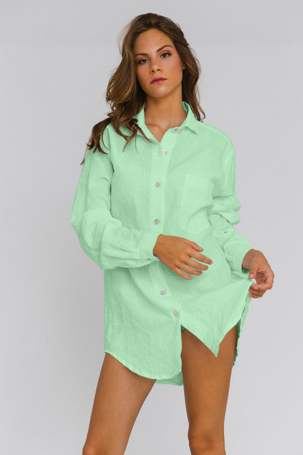 Chemise Lin Vert Femme Chemise Femme Beatrice Sport Lin Vert – Camicie