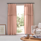 Rideau sur mesure panneau bordé bourdon en lin rose