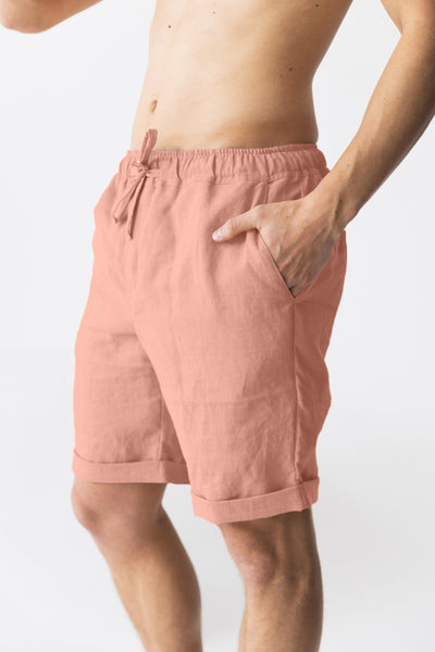 Short décontracté en lin Rose 