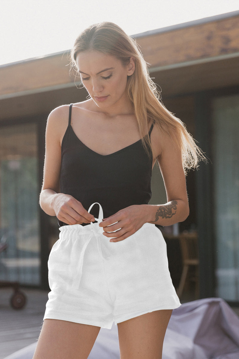 Short en lin doux « Luana » Blanc optique
