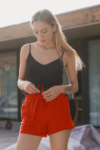 Short en lin doux « Luana » Corail 