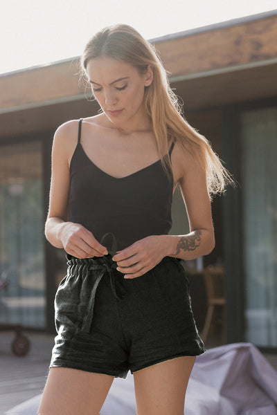 Short en lin doux « Luana » Encre Noire 