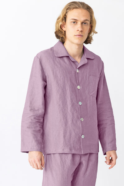 Veste de Pyjama homme en lin lavé Lilas