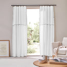 Rideau sur mesure panneau bordé bourdon en lin blanc optique