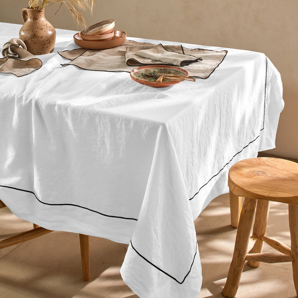 GRANDE NAPPE EN LIN BICOLORE 258cm x 170cm + 12 SERVIETTES GRANDE NAPPE EN LIN BICOLORE 258cm x 170cm + 12 SERVIETTES