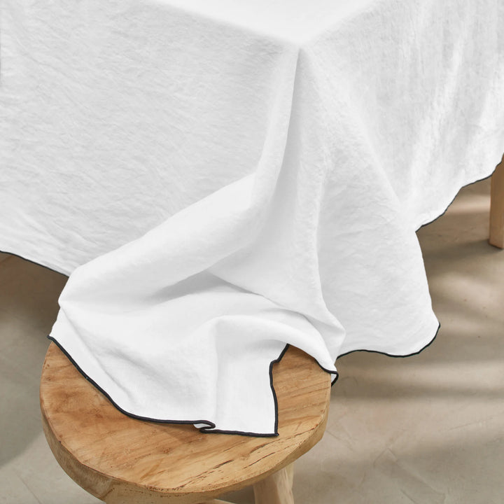 Nappe En Lin Lavé Decopur 220x220 Cm + 8 Serviettes 45x45 - Couleur Thym, Neuve Avec étiquettes - Ensemble Complet