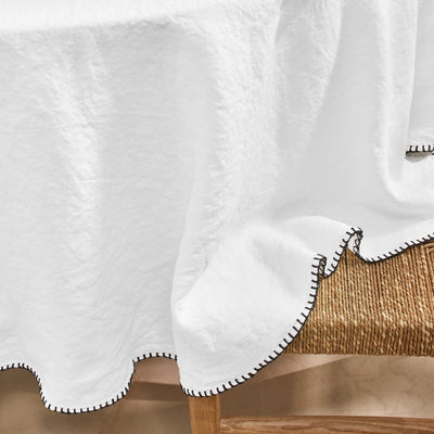 Nappe ronde en lin lavé point de cheval blanc optique