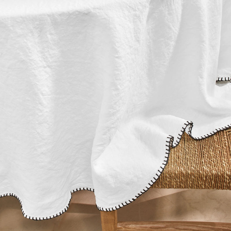 Nappe ronde en lin lavé point de cheval blanc optique