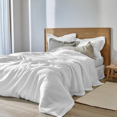 Housse de couette à bords plats blanc optique