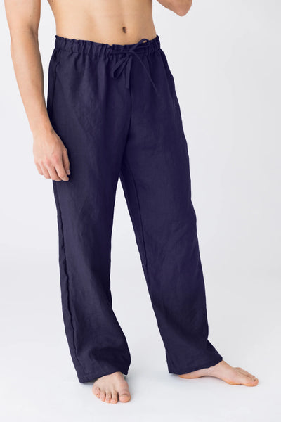 Pantalon de pyjama homme en lin “Diego” bleu nuit