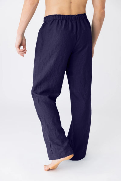 Pantalon de pyjama homme en lin français bleu nuit