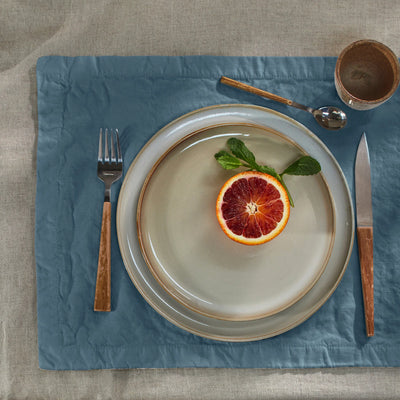 sets de table en lin lavé bleu français