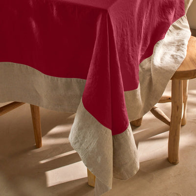 Nappe bicolore en lin sur mesure bordeaux