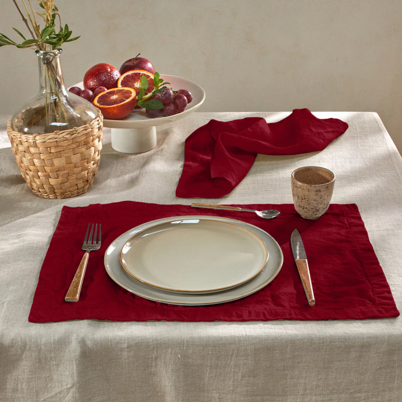 sets de table en lin bordeaux