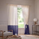 Rideau sur mesure en lin bicolore bleu nuit