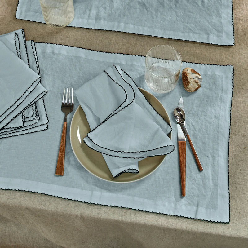 sets de table crochetés en lin bleu glacier