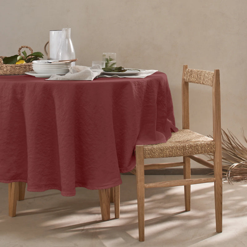 Nappe en lin ronde sur mesure brique