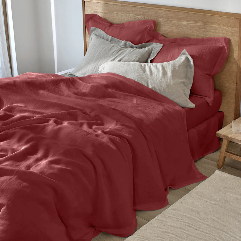 Housse de couette à bords plats rouge brique