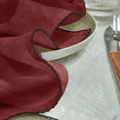 Serviette de table crochetée en lin brique