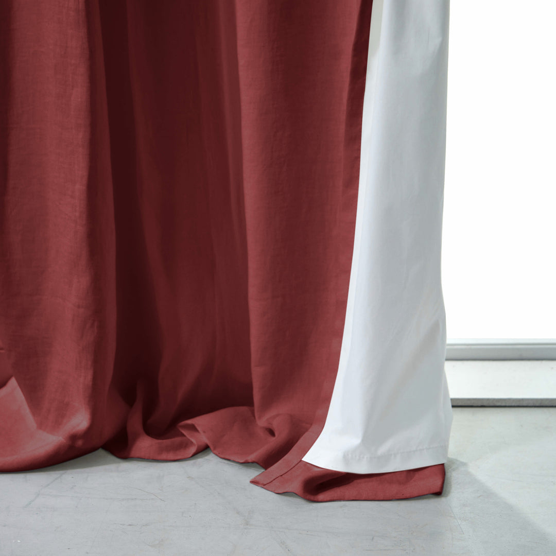 Panneaux Rideaux Brunschwig & Fils « Gascogne » – Lin Rouge Et Ivoire, 98″ (Occasion, 2024)