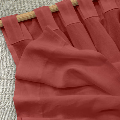 Rideau lin lavé non doublé sur mesure Brique à pattes cachées