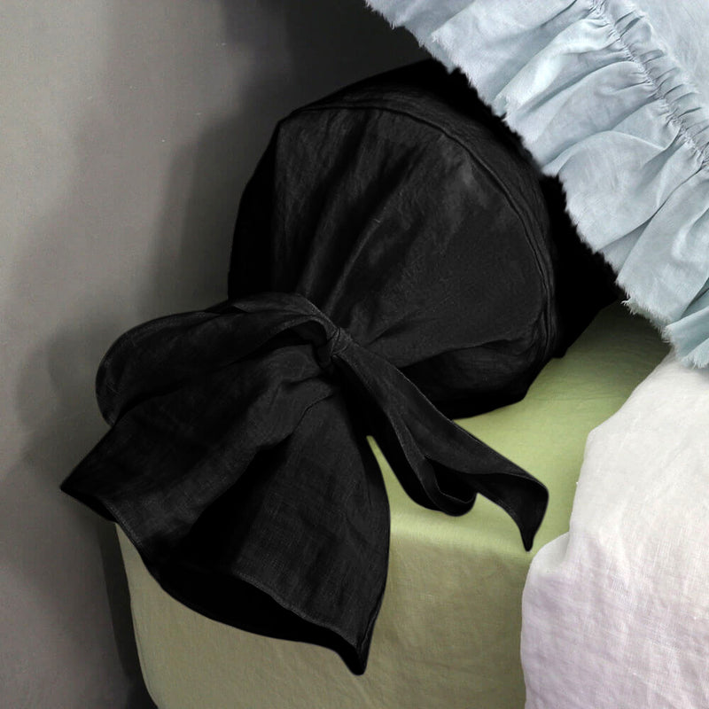 taie de traversin en lin encre noire