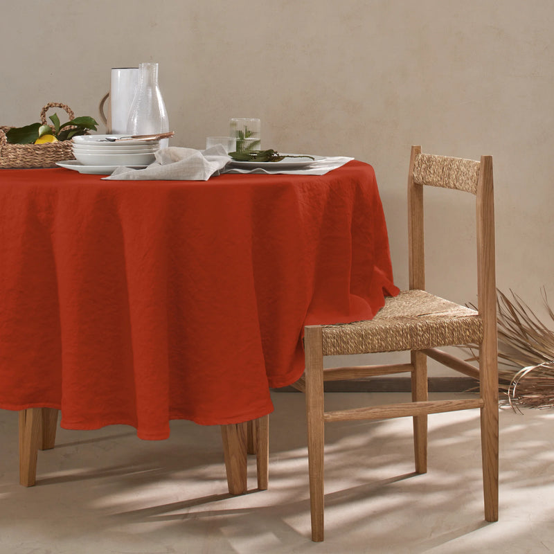 nappe ronde basique en lin corail