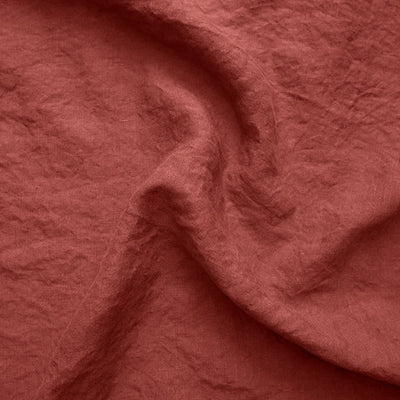 Swatch pour Housse de couette en lin lavé avec bords plats rouge brique