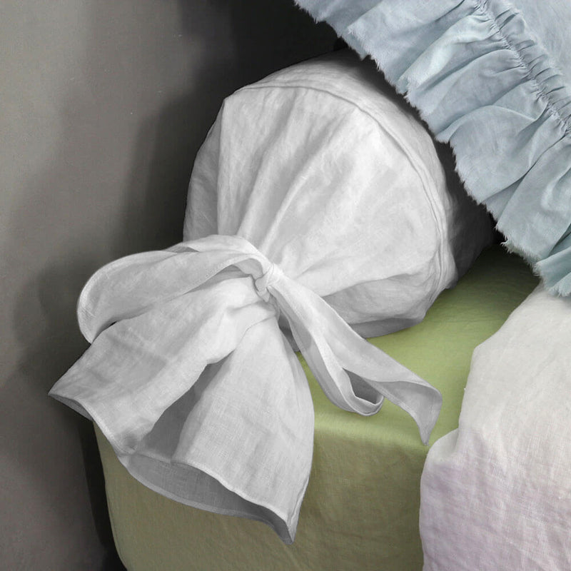 taie de traversin en lin gris minéral