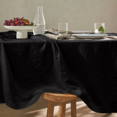 Nappe rect. en lin crocheté noir