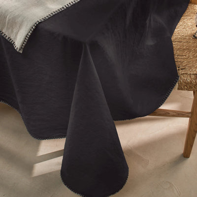 Nappe en lin lavé point de cheval encre noire
