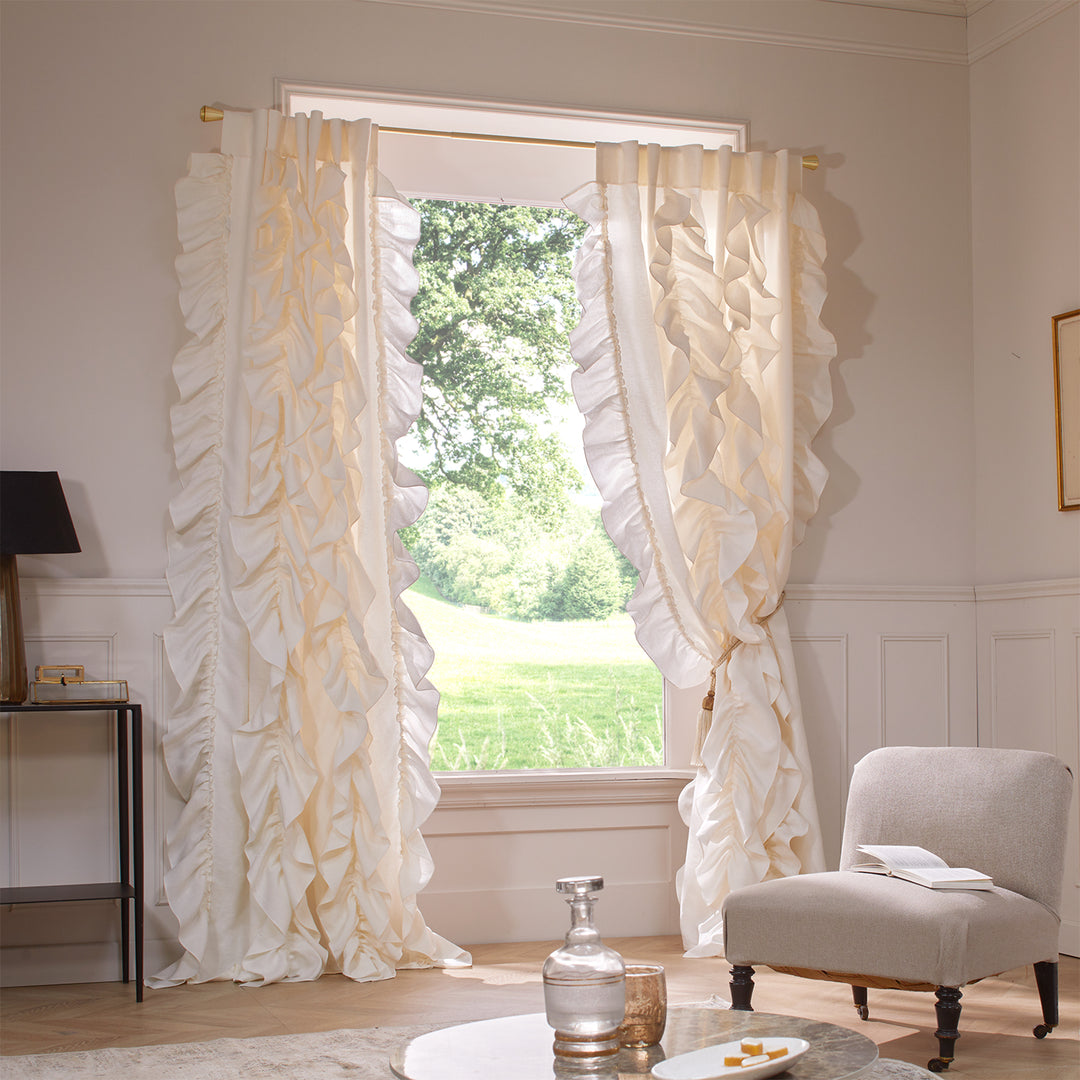 Lot De 2 Rideaux En Lin Et Soie Brute - 50x108 Pouces - Doublés Coton - Ivoire - Pottery Barn