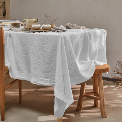 Nappe en lin ajouré sur mesure gris minéral