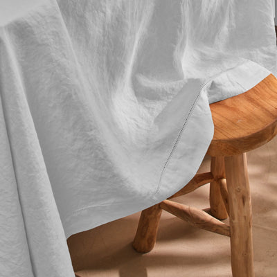 Nappe en lin lavé ajouré sur mesure gris minéral
