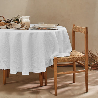 nappe ovale bordée en lin sur mesure gris minéral