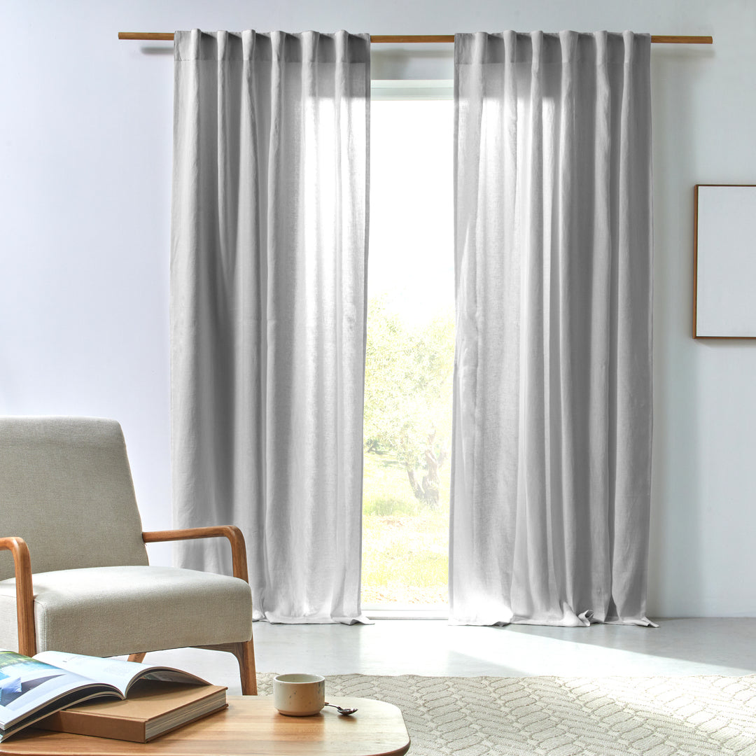 Panneau De Rideau Pottery Barn Emery – Lin Gris 100x96 Pouces – Doublé Coton