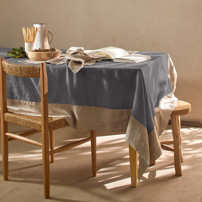 Nappe bicolore sur mesure en lin gris plomb