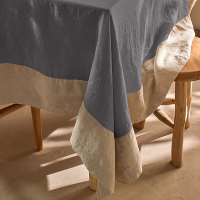 Nappe bicolore en lin lavé gris plomb