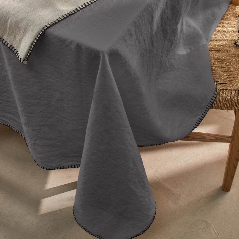 Nappe rect. en lin point de cheval gris pomb