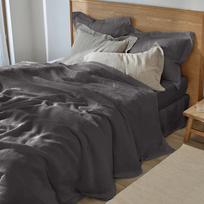 Housse de couette à bords plats gris plomb