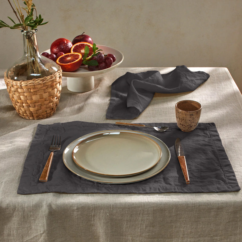 sets de table en lin gris plomb
