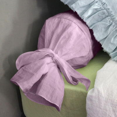 taie de traversin en lin lilas